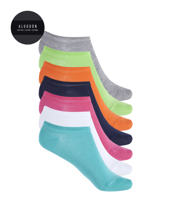 Pack of 7 plain cotton socks Color Assorted - 1