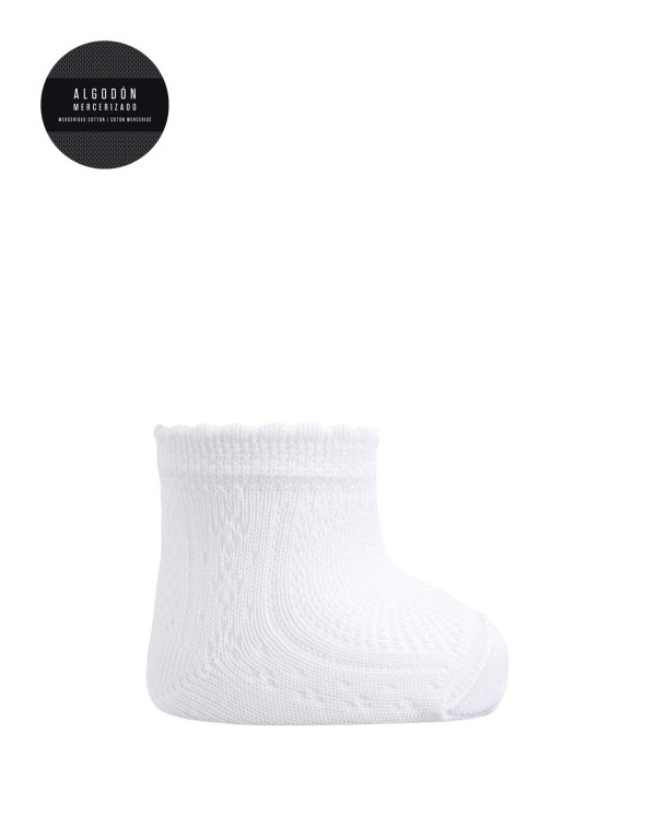 Openwork mercerized cotton socks Color White - 1