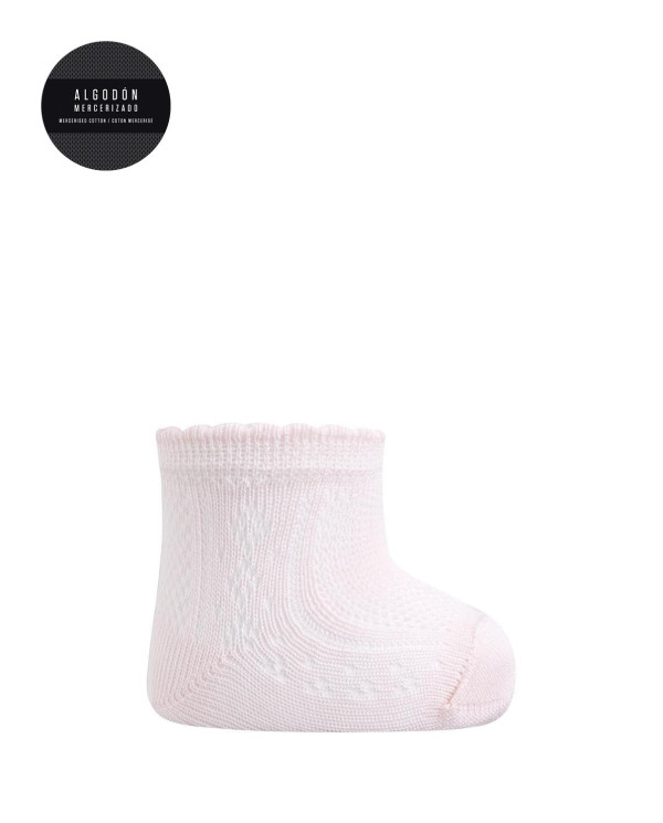 Chaussettes ajourées en coton mercerisé Couleur Rose - 1