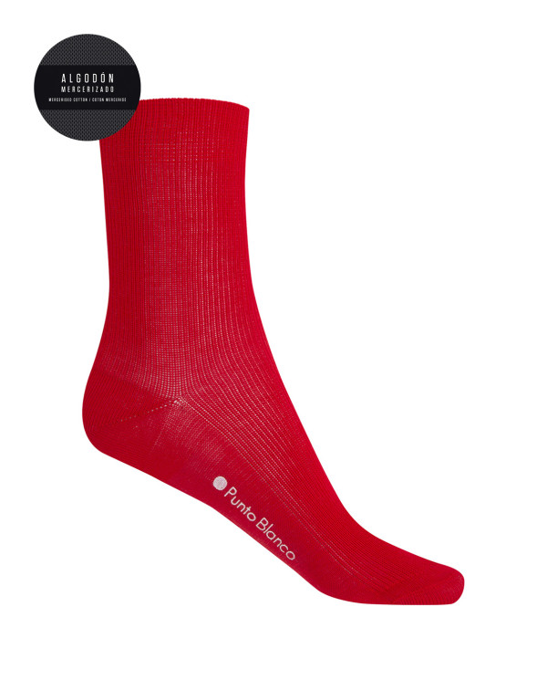 Ribbed mercerized cotton socks Color Red - 1