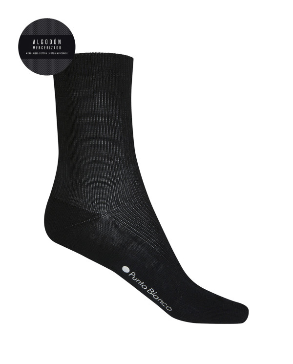 Ribbed mercerized cotton socks Color Black - 1