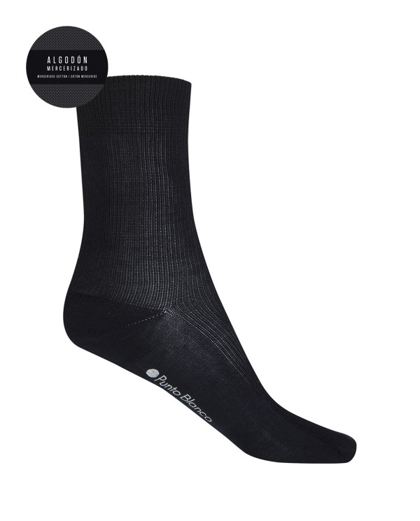 Ribbed mercerized cotton socks Color Navy - 1