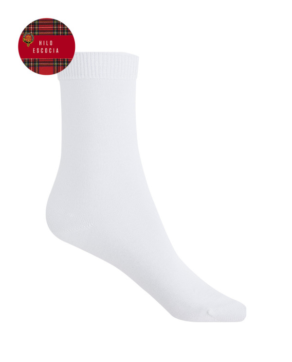 Chaussettes unies en fil d'Ecosse Couleur Blanc - 1