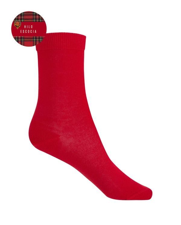 Chaussettes unies en fil d'Ecosse Couleur Rouge - 1