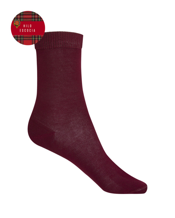 Chaussettes unies en fil d'Ecosse Couleur Bordeaux - 1