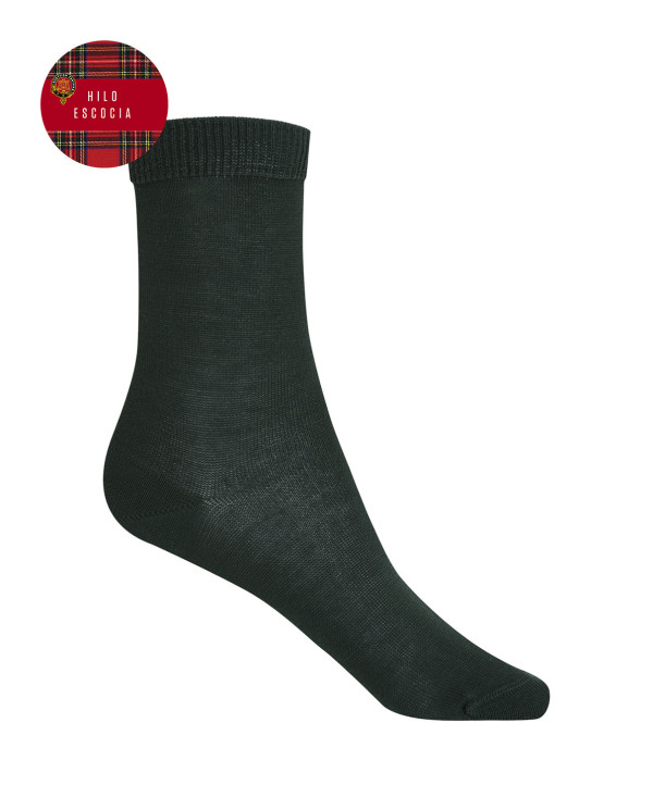 Chaussettes unies en fil d'Ecosse Couleur Vert - 1