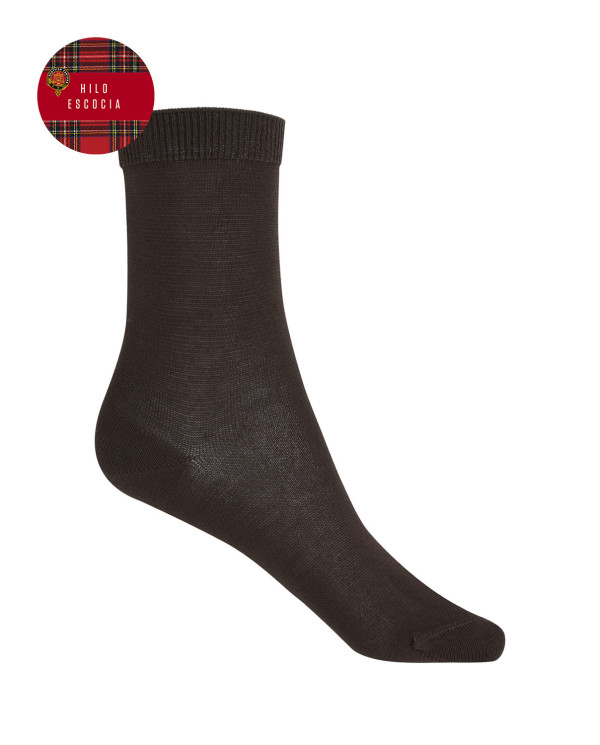 Chaussettes unies en fil d'Ecosse Couleur Marron - 1