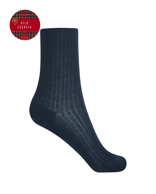 Ribbed Fil d'Écosse Socks Color Navy - 1