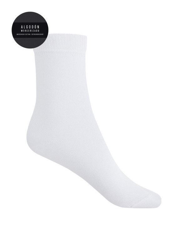 Plain mercerized cotton socks - sandwich Color White - 1