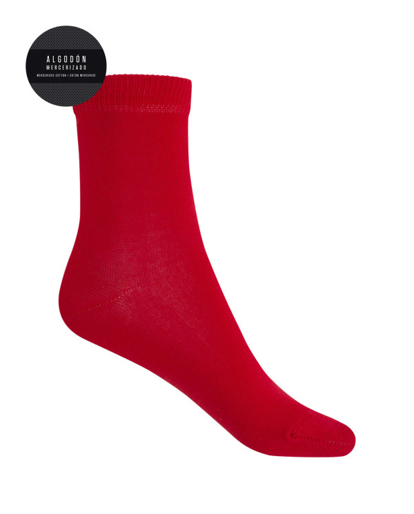 Chaussettes unies en coton mercerisé - sandwich Couleur Rouge - 1