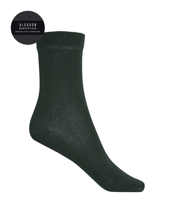 Chaussettes unies en coton mercerisé - sandwich Couleur Vert - 1