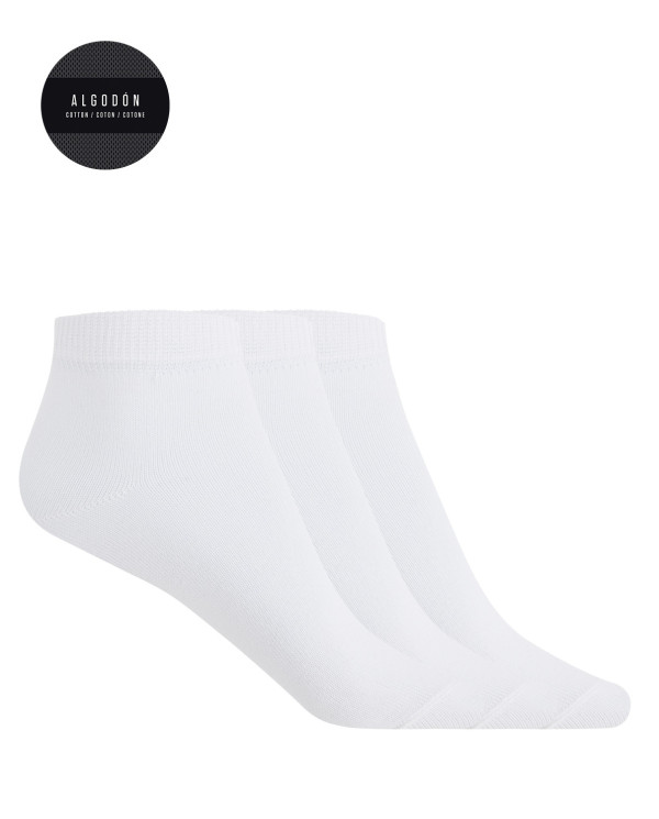 Pack of 3 plain cotton socks Color White - 1