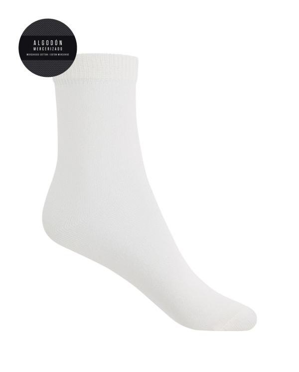 Chaussettes unies en coton mercerisé - sandwich Couleur Écru - 1