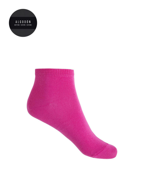 Chaussettes unies en coton Couleur Fuchsia - 1