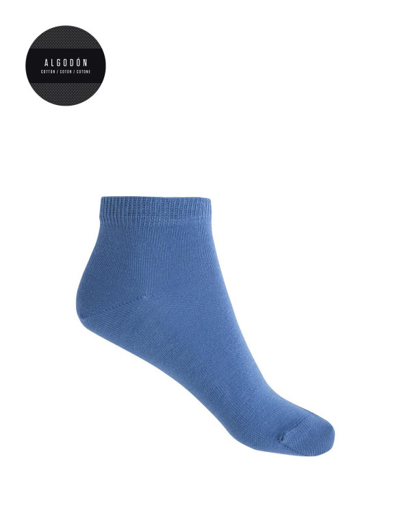 Chaussettes unies en coton Couleur Bleu - 1