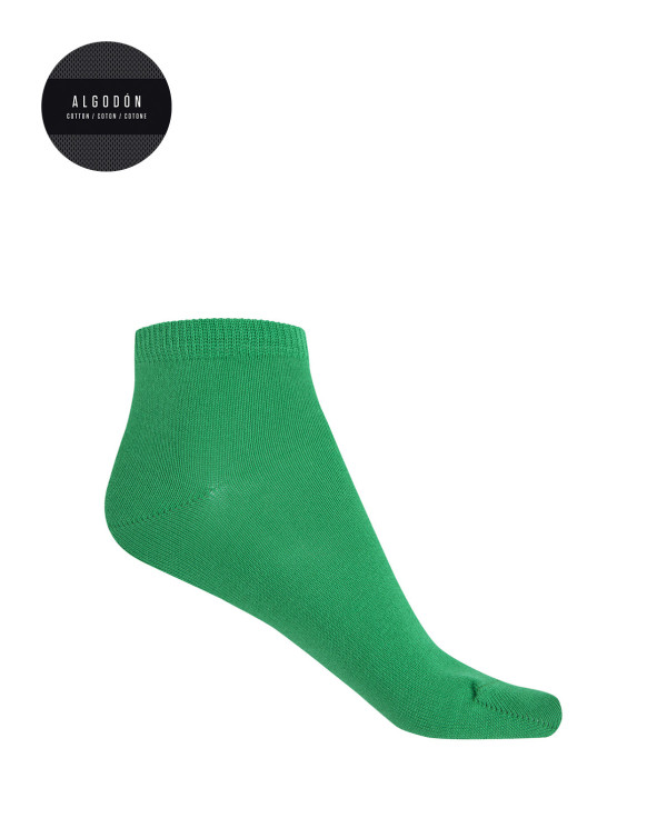 Chaussettes unies en coton Couleur Vert - 1