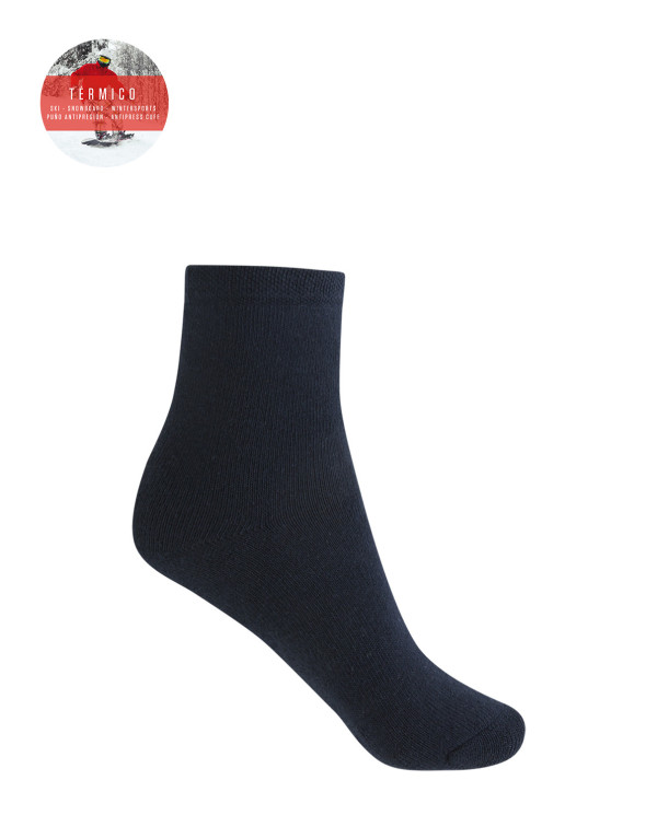 Chaussettes en coton avec boucle intérieure - Thermique Couleur Bleu marine - 1