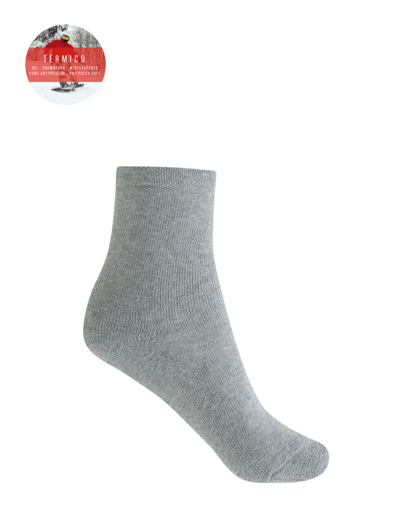 Chaussettes en coton avec boucle intérieure - Thermique Couleur Gris - 1