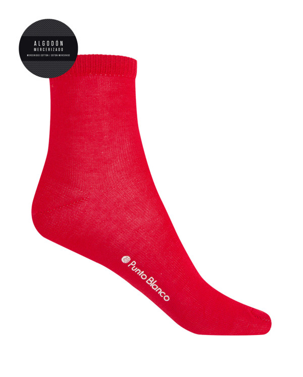 Chaussettes unies 100% coton mercerisé Couleur Rouge - 1