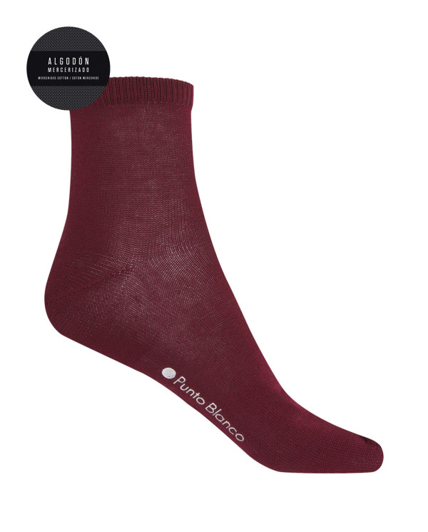 100% plain mercerized cotton socks Color Burgundy - 1