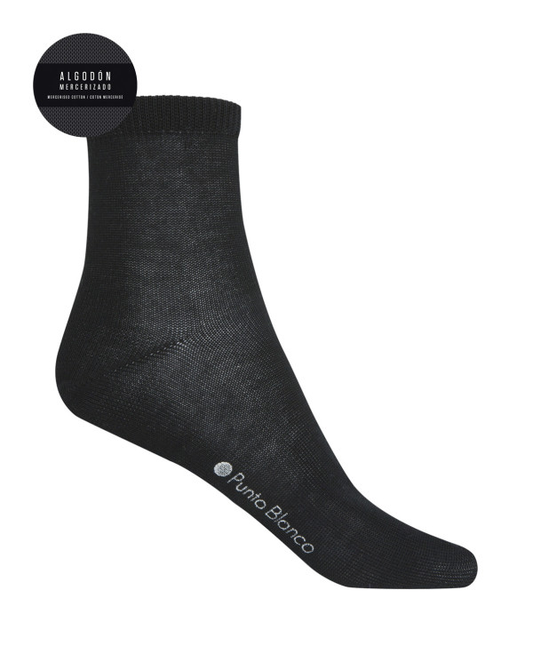 100% plain mercerized cotton socks Color Black - 1