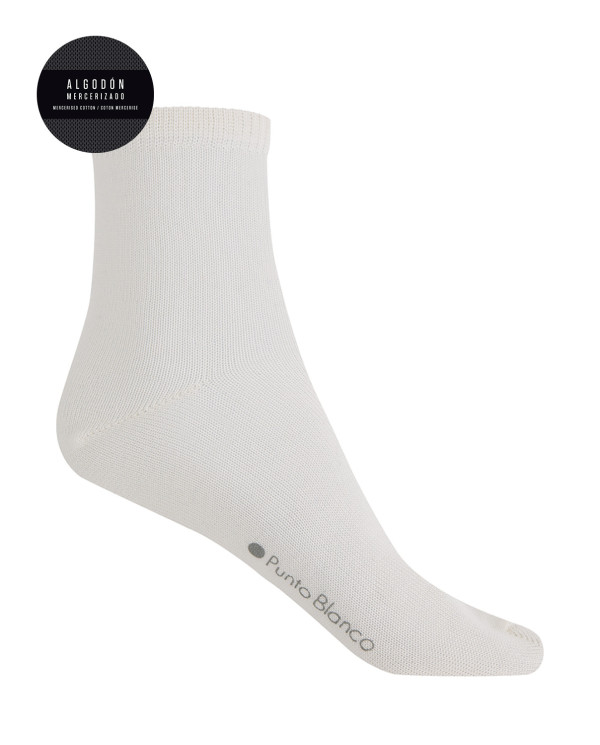 100% plain mercerized cotton socks Color Ivory - 1