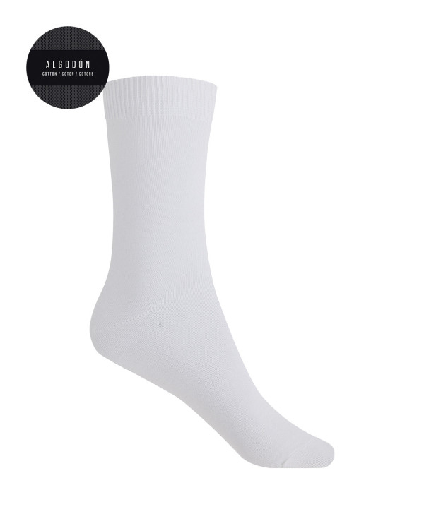 Chaussettes unies en coton Couleur Blanc - 1