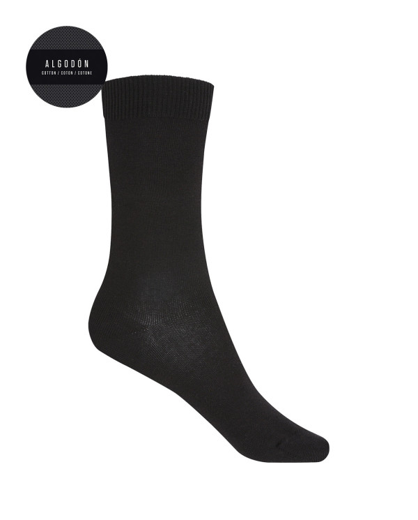 Chaussettes unies en coton Couleur Noir - 1