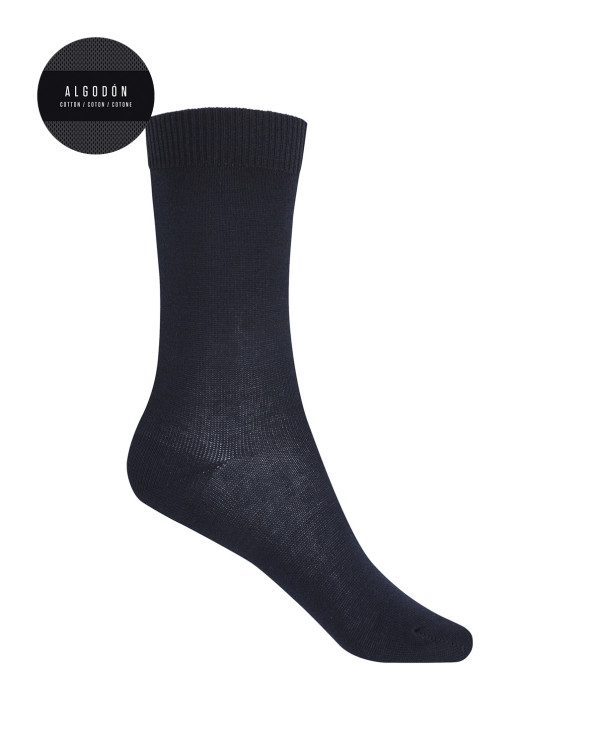 Chaussettes unies en coton Couleur Bleu marine - 1