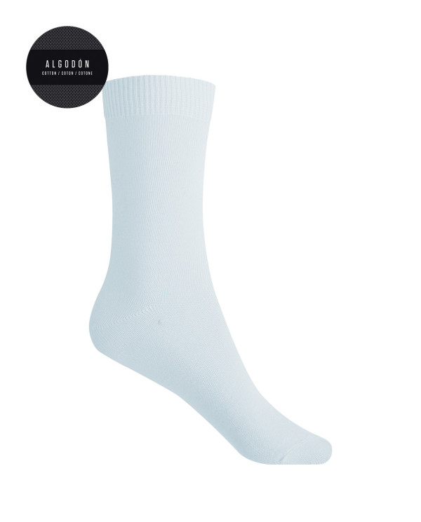 Chaussettes unies en coton Couleur Bleu - 1