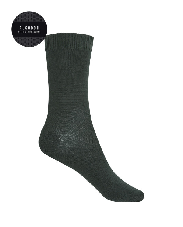 Chaussettes unies en coton Couleur Vert - 1