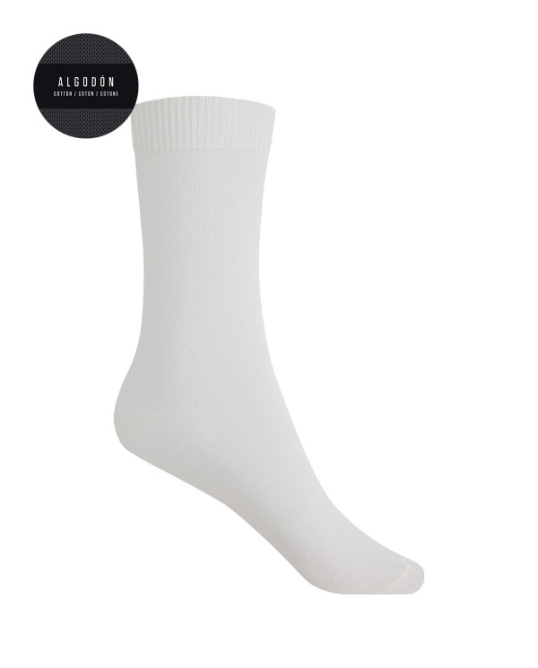 Chaussettes unies en coton Couleur Écru - 1