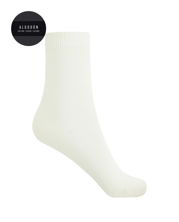 Chaussettes unies en coton Couleur Beige - 1