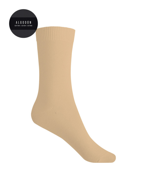 Chaussettes unies en coton Couleur Beige - 1