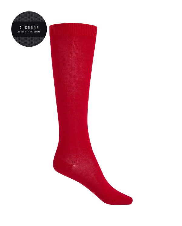 Chaussettes unies en coton Couleur Rouge - 1