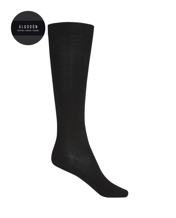 Chaussettes unies en coton Couleur Noir - 1