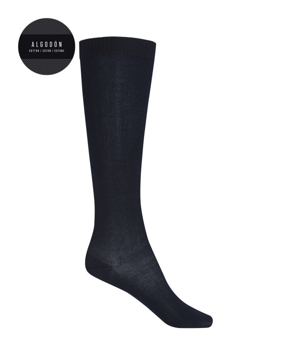 Chaussettes unies en coton Couleur Bleu marine - 1