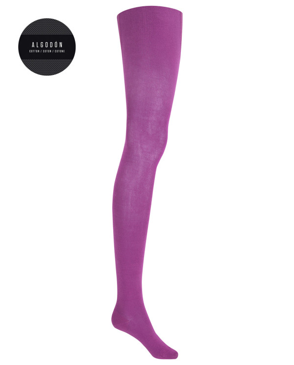 Collants coton uni Couleur Mauve - 1