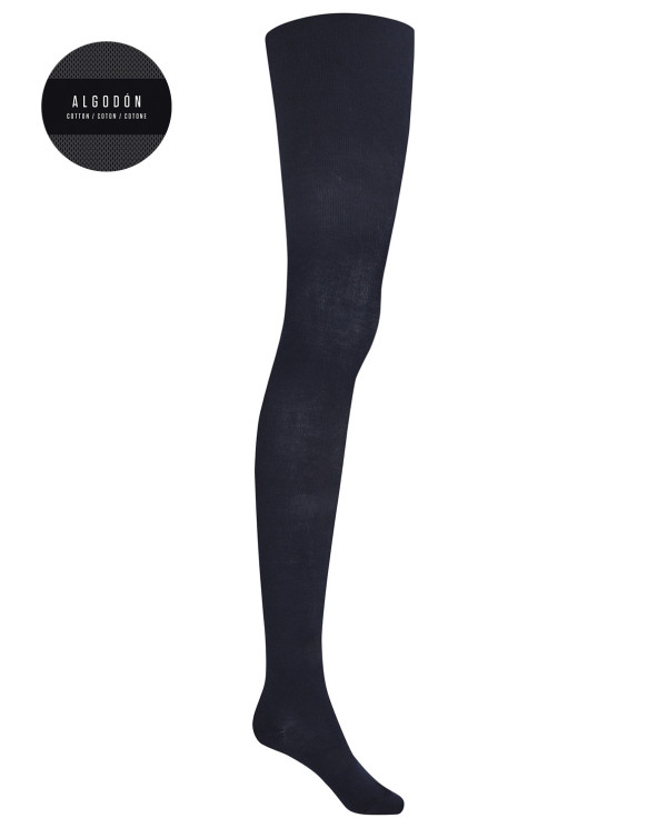 Plain cotton tights Color Navy - 1