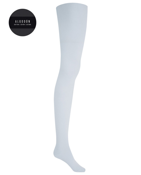 Plain cotton tights Color Blue - 1