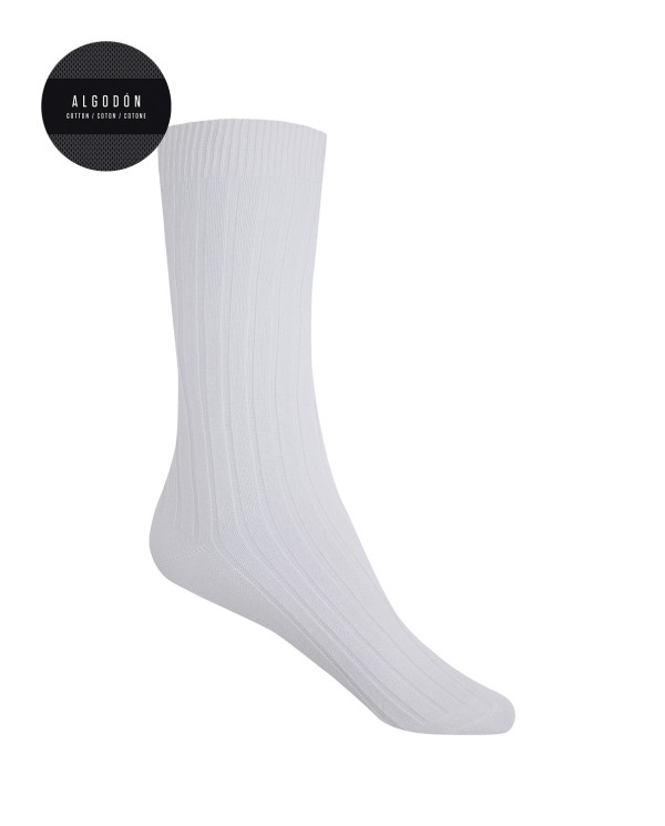 Chaussettes en coton côtelé Couleur Blanc - 1