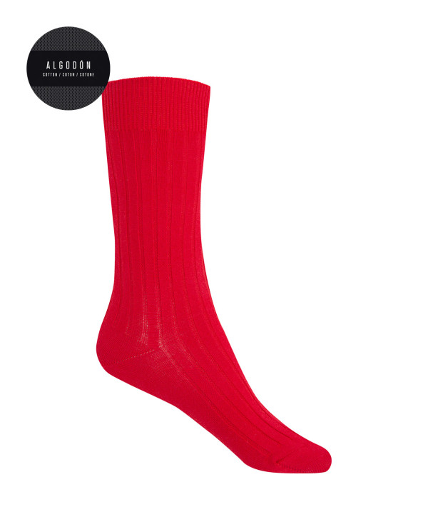 Chaussettes en coton côtelé Couleur Rouge - 1