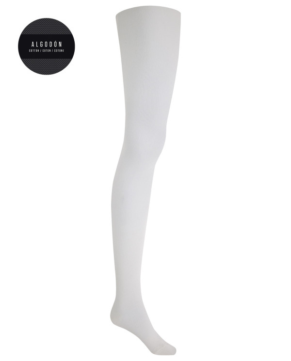 Plain cotton tights Color Ivory - 1