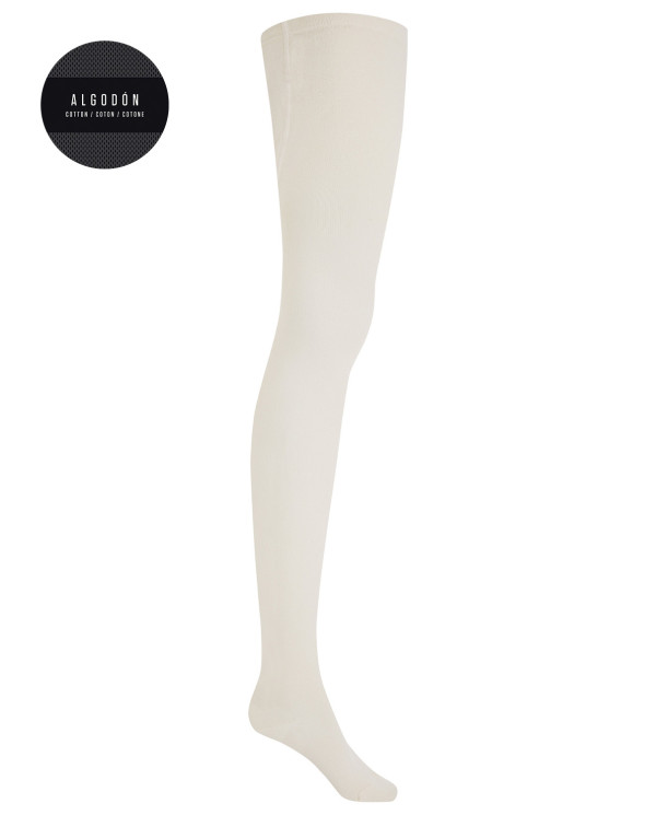 Plain cotton tights Color Beige - 1