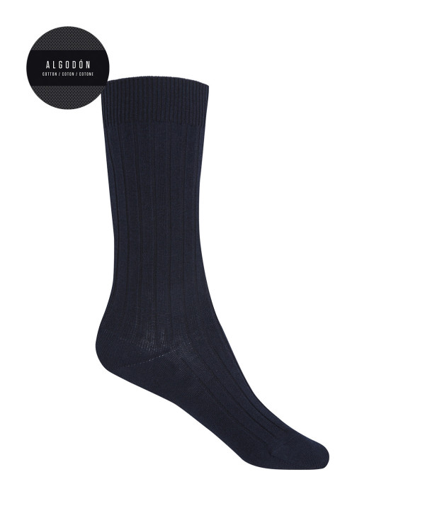 Ribbed cotton socks Color Navy - 1