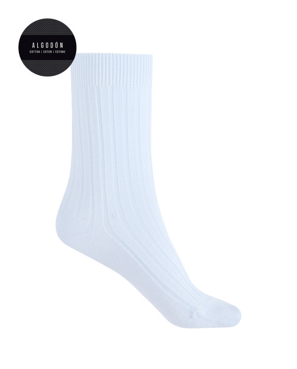 Chaussettes en coton côtelé Couleur Bleu - 1