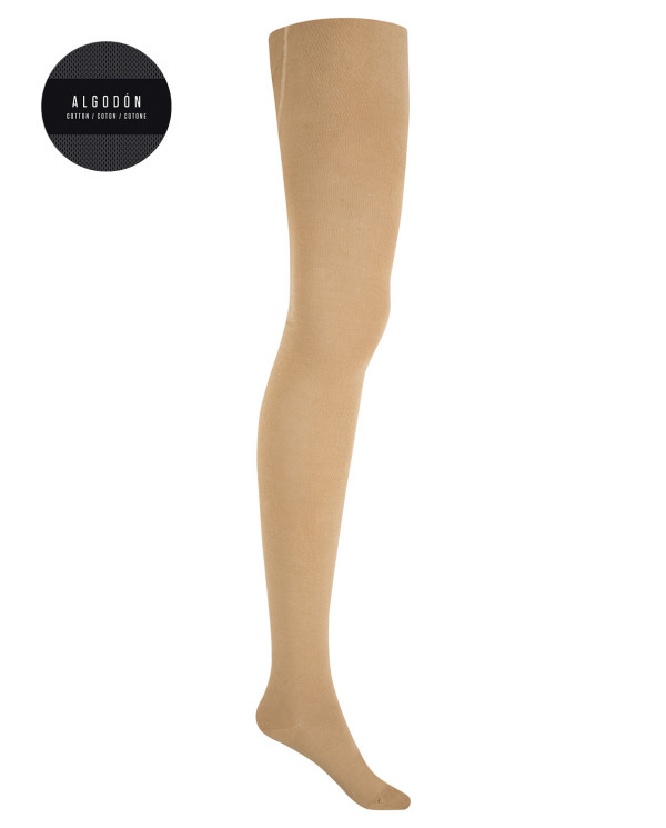 Plain cotton tights Color Beige - 1