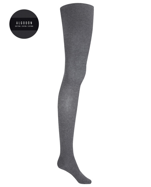 Collants coton uni Couleur Gris - 1