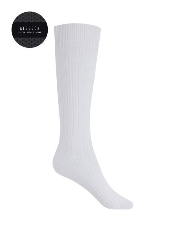 Chaussettes en coton côtelé Couleur Blanc - 1