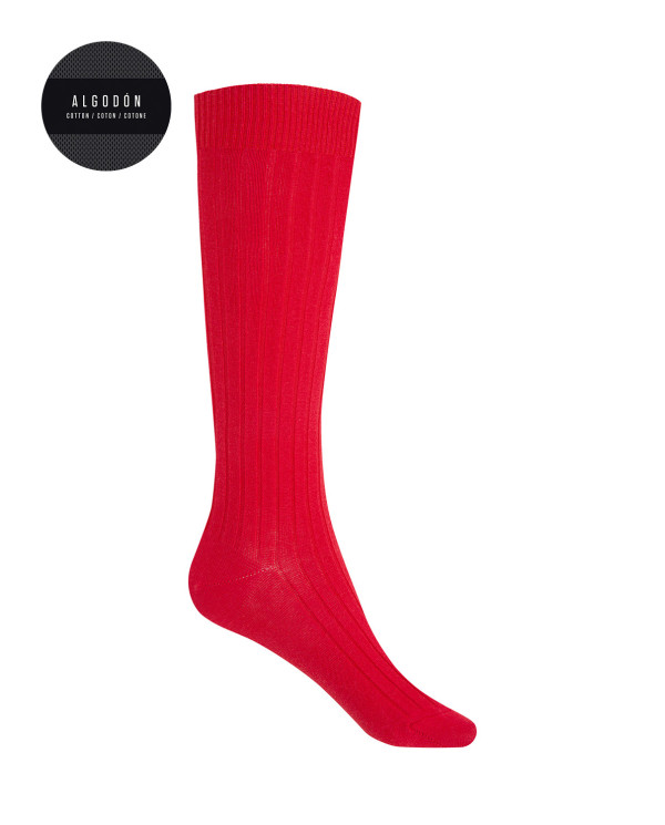 Chaussettes en coton côtelé Couleur Rouge - 1